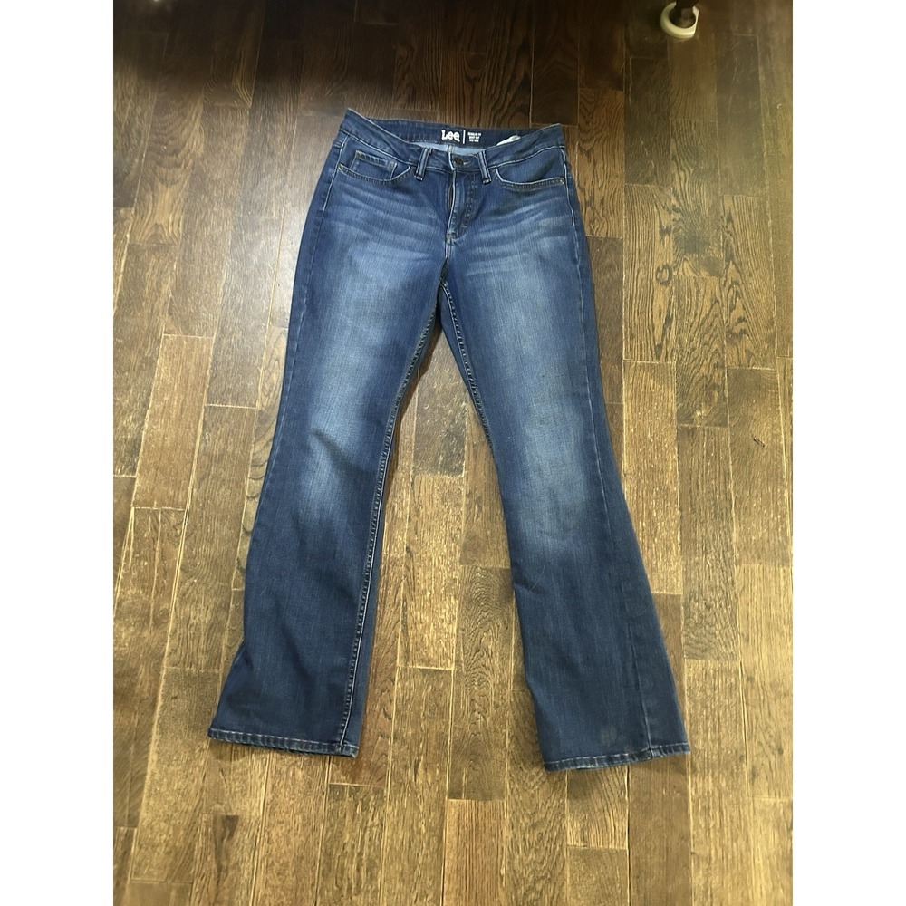 ""LEE Regular Fit Bootcut Leg Jeans Women's SZ 8 Blue Denim Mid Rise""